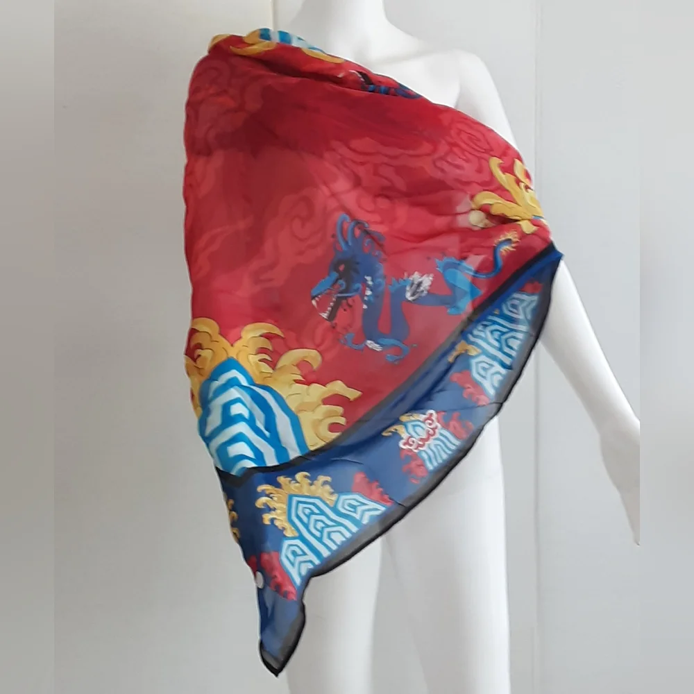VERY VOLLBRACHT Vibrant Dragon Silk Scarf